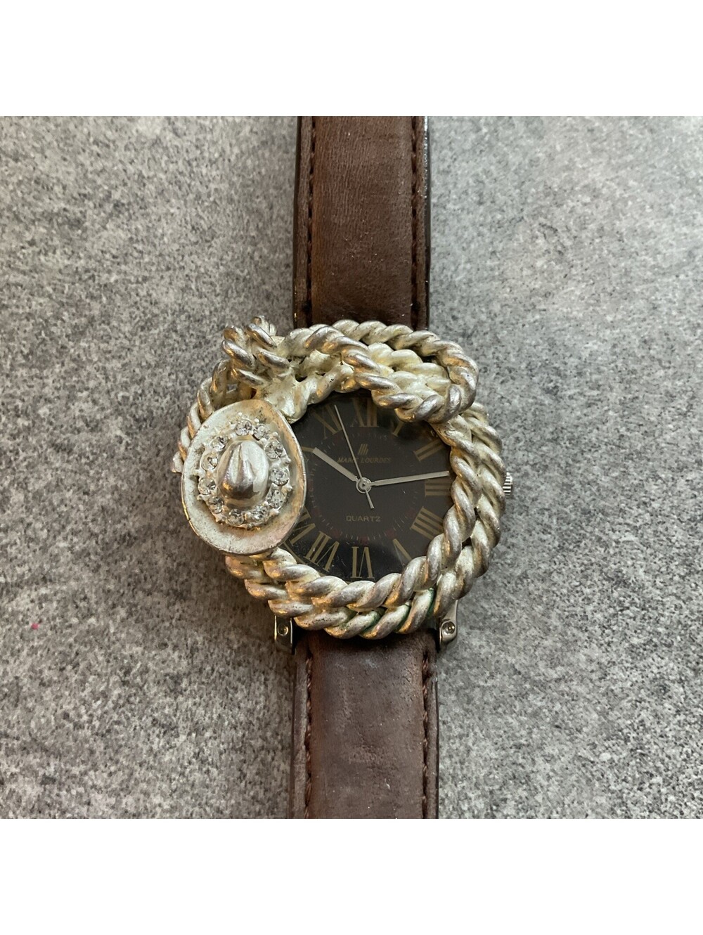 Vintage Western Themed Marie Lourdes Womens Watch 40mm Case Leather Band A19